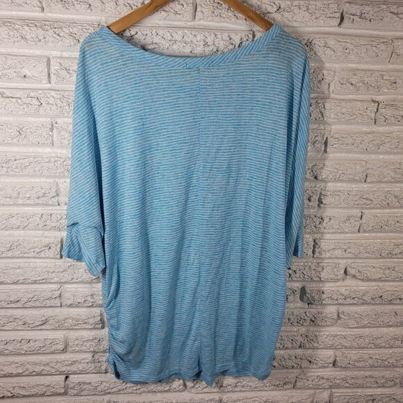 Lane Bryant Womens Top 22 24 Plus Tee Blue White Stripe Lightweight STR187E - Picture 5 of 8
